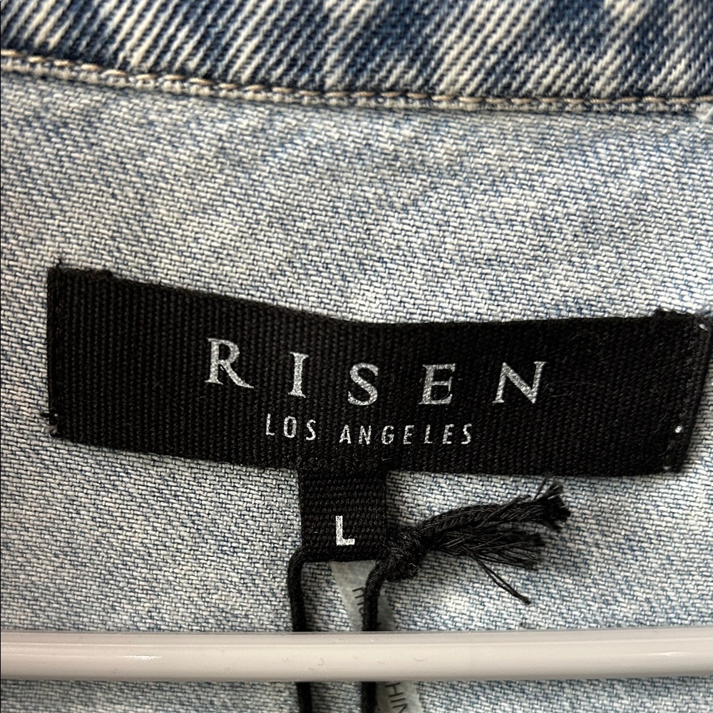 Risen Women's Light Wash Distressed Denim Shirt - Picture 3 of 11